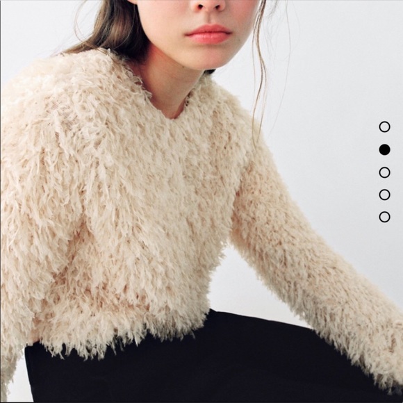 Zara Cream Feather Effect Sweatshirt Sweater Top - Picture 9 of 14